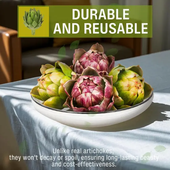 4-Pack Large Green Faux Artichokes - (Green) {3}