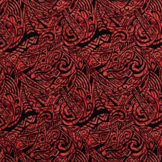 1 Yard Traditional Polynesian Tattoo Swirl Fabric 100% Cotton Light Barkcloth, 36" L x 45" W Rust {3}