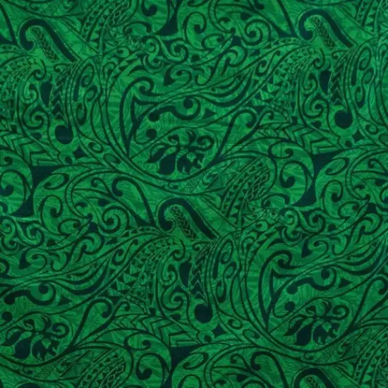 1 Yard Polynesian Tribal Stems & Leaves Cotton Light Barkcloth Fabric 36in L x 45in W Green/Black {1}
