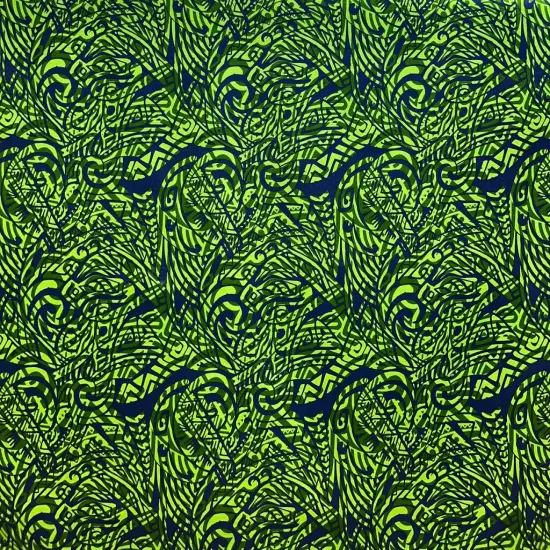 1 Yard Traditional Polynesian Tattoo Swirl Fabric 100% Cotton Light Barkcloth, 36" L x 45" W Green {1}