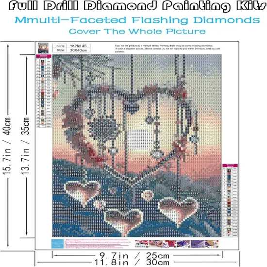 5D Diamond Painting Kits for Adults, Love Heart Dream Catcher Diamond Art Kits for Adults Beginners, DIY Full Drill Round Diamond Dots, Home Wall Decor 12x16 Inch {3}