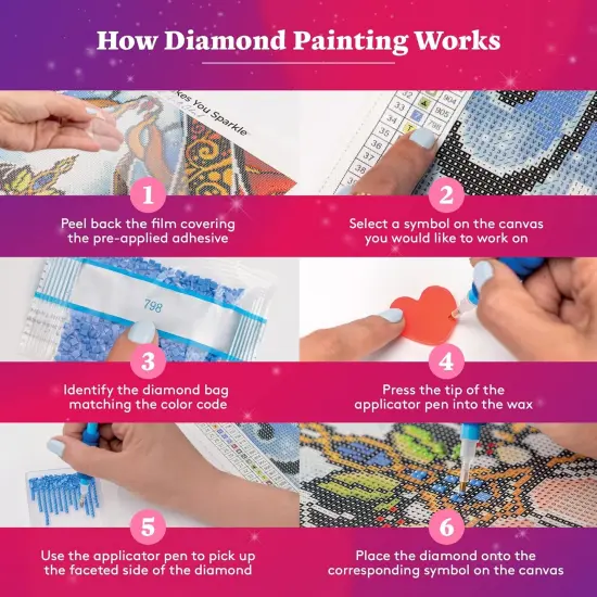 Paint The Moon Diamond Painting Kit, 5D Square Diamond Art Activities for Adults and All Ages, 13" x 18" (33 x 46 cm) {5}