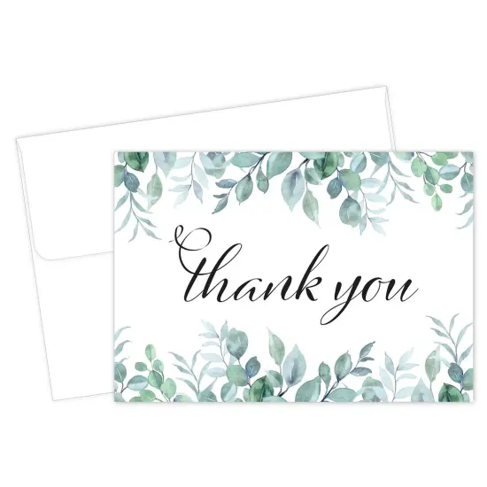 Great Papers! Elegant Eucalyptus Thank You Note Card and White Envelope, 4.875" x 3.375", 24 count {2}