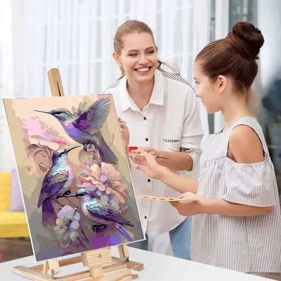 Paint by Numbers Kit for Adults Framed,Hummingbird Paint by Number for Adults Beginner,Adults' Paint-by-Number Kits on Canvas with Wooden Easel for Home Wall Decor 12X16 Inch {4}