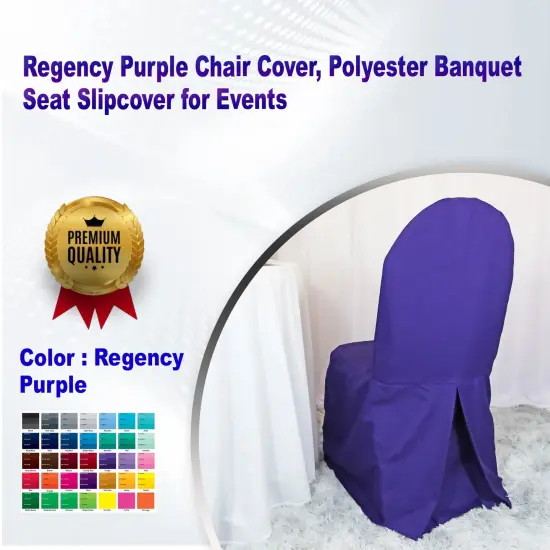 Regency Purple Chair Cover, Polyester Banquet Seat Slipcover for Events {1}