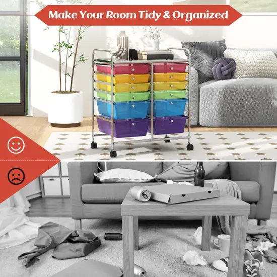 Costway 12 Drawers Rolling Cart Storage Mutlicolor Scrapbook Paper Studio Organizer Bins {5}