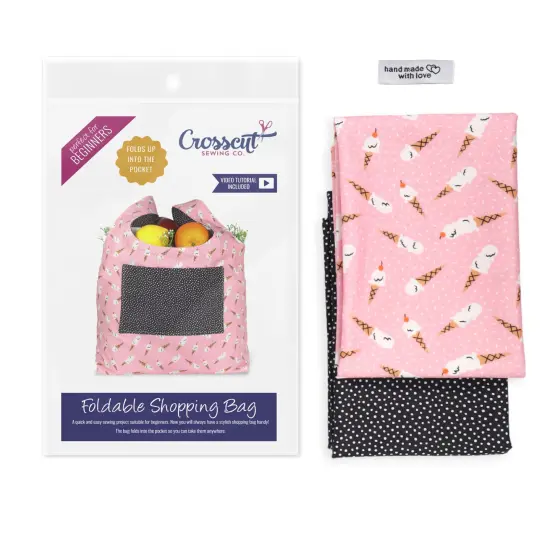 Crosscut Sewing Co.&reg; Foldable Shopping Bag Sewing Kit - Beginner Sewing Project Kit Ice cream {1}