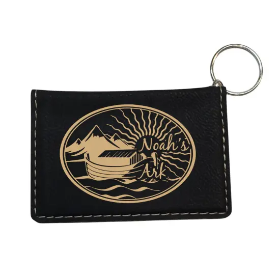 Keychain ID Holder Wallet - Noahs Ark - Leather Rawhide/Black {3}