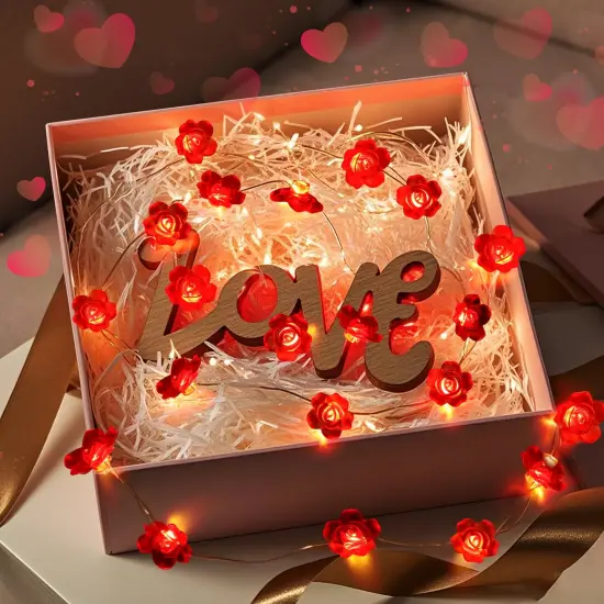 Coquimbo Valentines Day Decorations Lights, 10FT 30 LED Rose String Lights Battery Operated String Lights Mothers Day Decor for Indoor Outdoor Home Room Party Wedding Decorations {2}