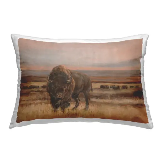 Southwestern Bison Landscape Design by Ethan Harper Throw Pillow  {1}