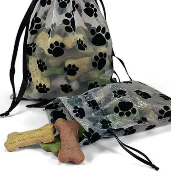 Paw Print Organza Bag 4" x 6" Stylish and Practical {3}