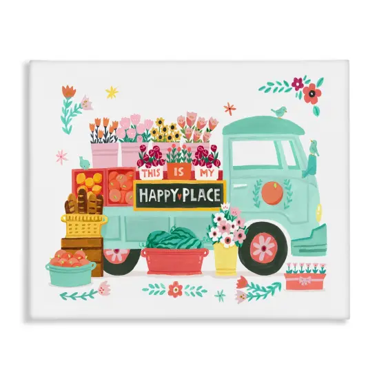 Stupell Industries Happy Place Flower Truck Canvas Wall Art Design by Irene Chan {1}
