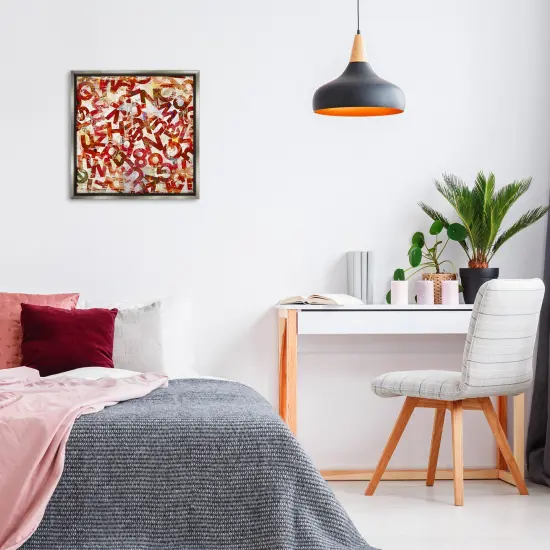 Stupell Industries Red Typography Collage Framed Floater Canvas Wall Art Design by Laura Gibson {2}