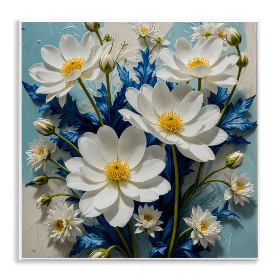 Stupell Industries Magnolias & Blue Florals Wall Plaque Art Design by Yuri Khrushch {1}