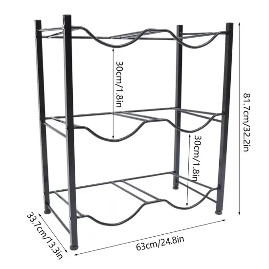 6 Bottles 5 Gallon 3 Tiers Water Jug Holder Water Bottle Storage Rack Black {3}