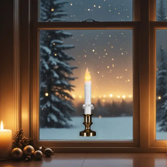 Northlight LED Flickering Window Candles with Timer - 8.5" - White - Set of 3 {5}