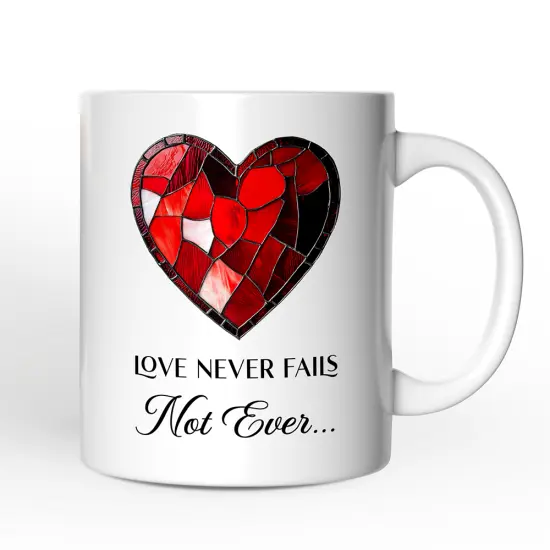 Heart Stained Glass Mug, Love Never Fails Gift {4}