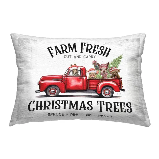 Rustic Farm Fresh Trees Design by Lee Keller Outdoor Printed Pillow {1}