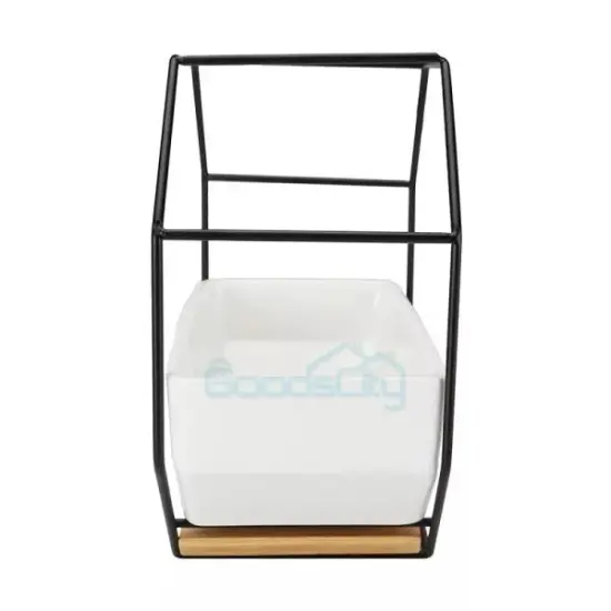 Flower Vase Hanging Planter Geometric Decor Mirrored Container with Bamboo Tray {2}