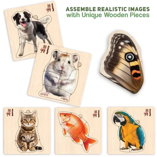 6 Set Realistic Wooden Puzzles for Toddlers | Animals {4}