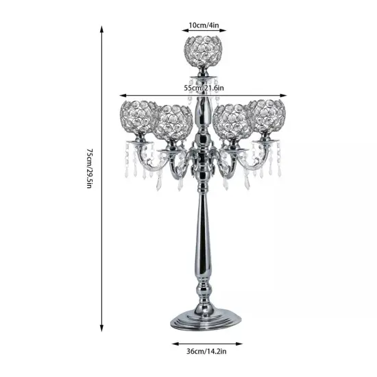 Table 5 Arms Silver Crystal Candle Holders For Wedding Home Atmosphere Decor {3}