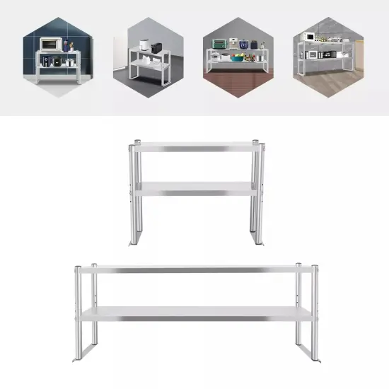 2-Tier Overshelf for Prep&Work Table Stainless Steel 12x59Inch Commercial Table {4}
