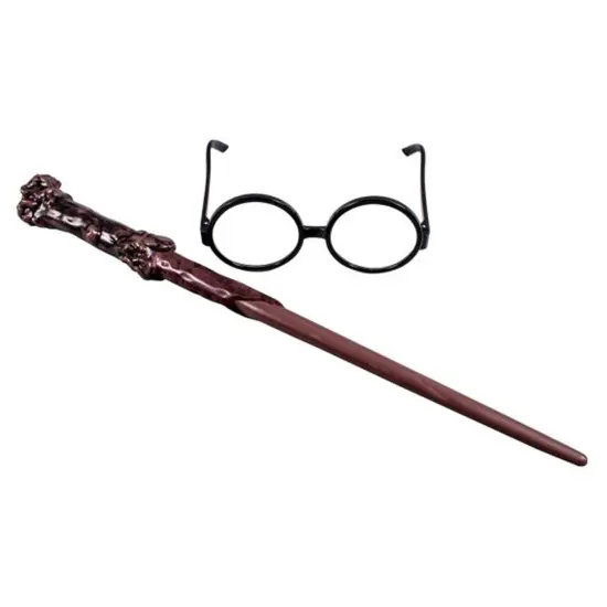Harry Potter Glasses and Wand Costume Prop Accessory Kit {1}