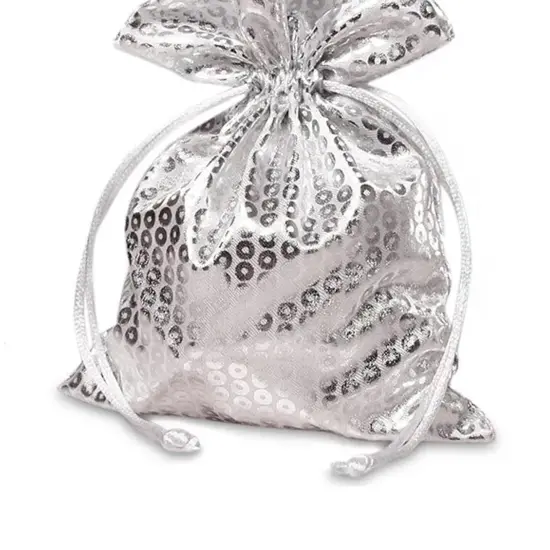 Faux Sequin Printed Satin Bag 5" x 7" Sparkling and Elegant {3}