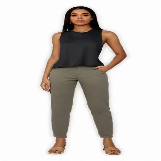 BELLA + CANVAS&reg; Women's Racerback Crewneck Crop Tank - 6682 Heather navy {1}