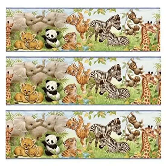 Baby shower Jungle Animals Designer Strips Edible Cake Side Toppers (3 Strips) {1}