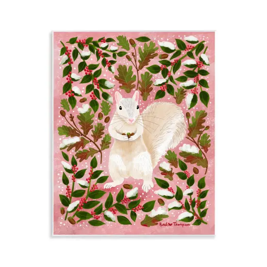 Stupell Industries Squirrel & Winter Holly Wall Plaque Art Design by Renee Thompson {1}