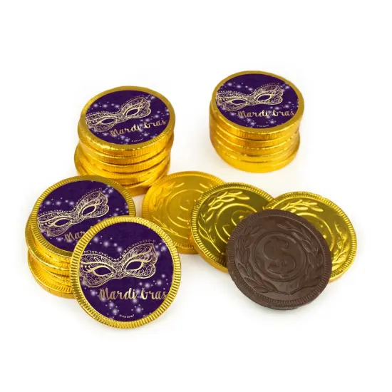 80ct Mardi Gras Candy Chocolate Coins Party Favors (80 Pack) - Golden Elegance - By Just Candy {1}