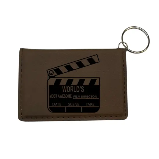 Keychain ID Holder Wallet - Worlds most awesome Film Director - Leather Black/Gold {2}