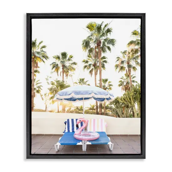 Stupell Industries Poolside Flamingo Float Framed Floater Canvas Wall Art Design by Sisi and Seb {1}