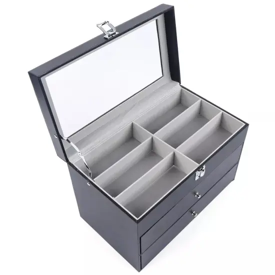 3 Layers Watch Box Jewelry Case 24 Slots Leather Display Storage Box Lockable {1}