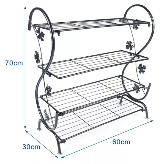 4-Tier Shoe Shelf Rack Organizer Metal Plant Stand Holder Flower Pot Display {3}