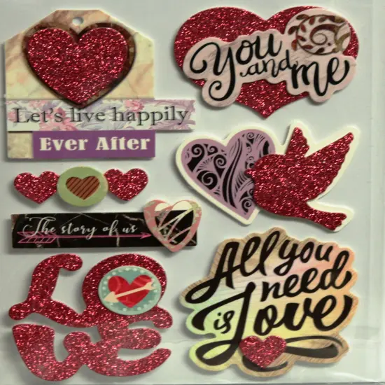 Designer Valentine's Day Love Dimensional Stickers {1}