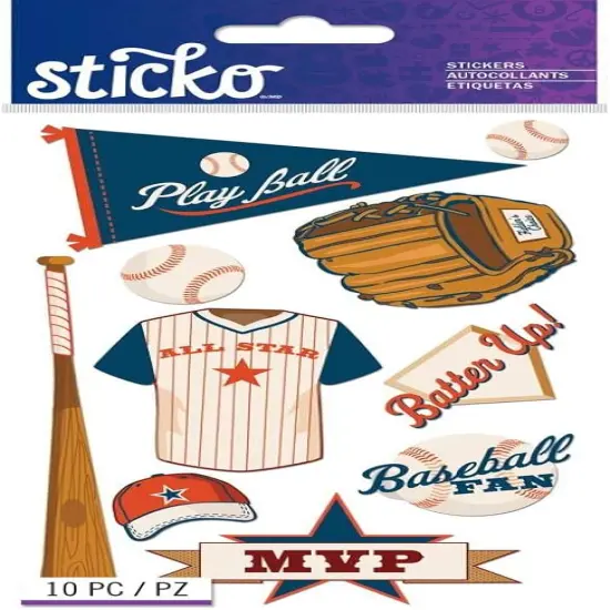 Sticko Baseball Words & Icons Flat Stickers {1}
