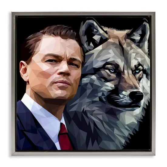 Stupell Industries Leonardo with Wolf Framed Floater Canvas Wall Art Design by Birch & Ink {1}