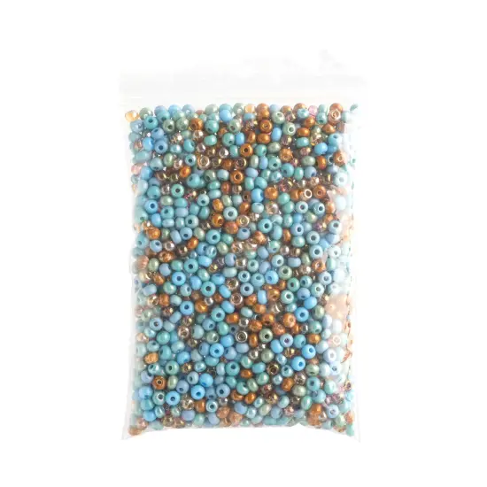 John Bead 6/0 Mixed Czech Glass Seed Beads, 100g Turquoise Mix {4}