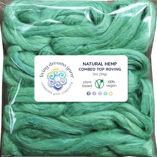 Hemp - Beautifully Dyed Vivid Colors, Combed Top Roving for Spinning, Blending, Felting, Weaving. Mint {2}