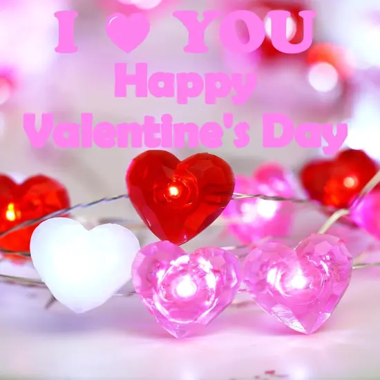 Libreath Valentines Day Decor 10 ft 40 LEDs Red White Pink Heart String Lights Battery Operated Garland Valentines Day Lights with Timer Valentines Day Decorations for The Home Indoor Mother's Day {5}