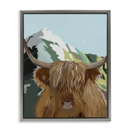 Stupell Industries Mountain Cattle Scene Framed Floater Canvas Wall Art Design by Betty Boynes {1}