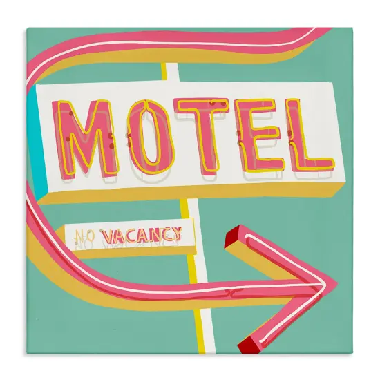 Stupell Industries Retro Motel Vacancy Canvas Wall Art Design by Jen Bucheli {1}
