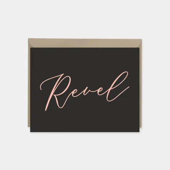 "Revel" Script Pink Party Invitation Card {3}