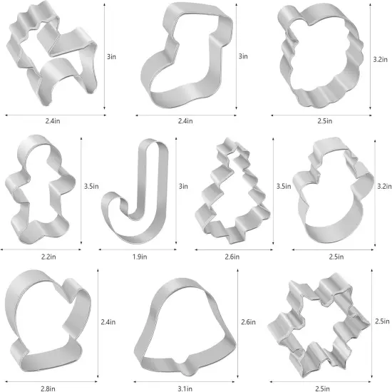 10-Piece Christmas Cookie Cutter Set - Stainless Steel Shapes {6}