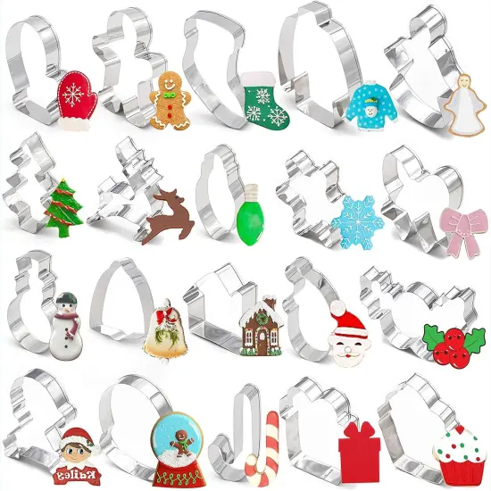 20 Pieces Christmas Cookie Cutters &ndash; Glove Gingerbread Angel Candy Cane & More {1}