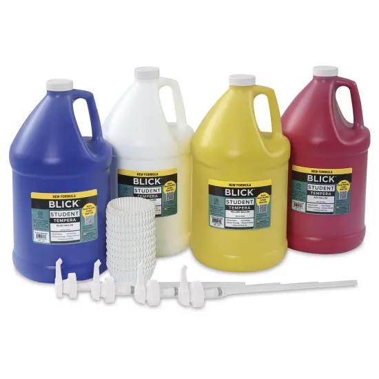 Blick Student Tempera Paints - Set of 4, Pump Kit, Primary Colors, Gallon {2}