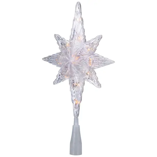 Northlight 11" Lighted 8 Point Bethlehem Star Christmas Tree Topper - Clear Lights , Green Wire {6}