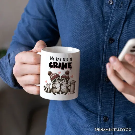 My Partner in Crime Love Racoons Mug For Couple, Funny Vintage Retro Gift {2}